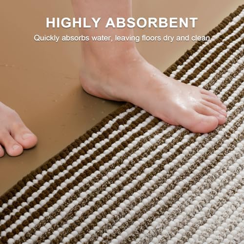 BSICPRO Bathroom Rugs Sets 2 Piece, Non Slip Striped Bath Mats - Image 5