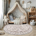 4ft Round Area Rug for Dining Table Non-Slip Washable Floor Mat Beige by NYZEL