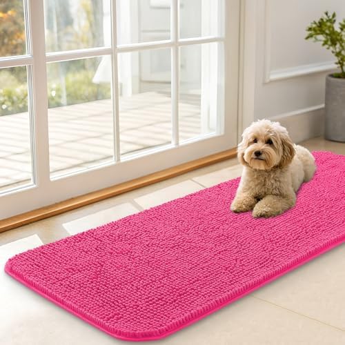 OLANLY Dog Door Mat for Muddy Paws 47x17, Super Absorbent Chenille Mud Mat by OLANLY