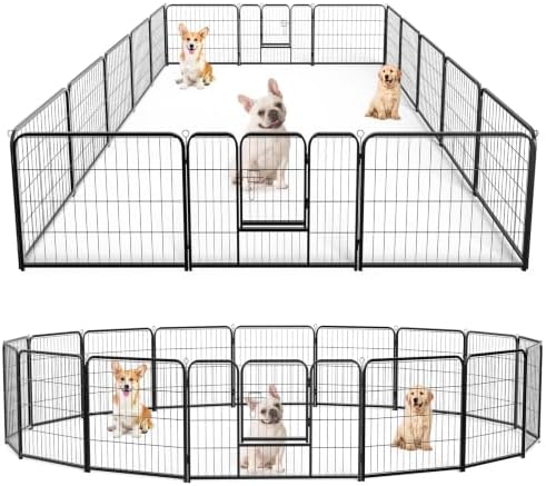 DUMOS Dog Playpen 24 Inch 16 Panels Indoor Outdoor Metal Pet Fence by DumosLifestyle