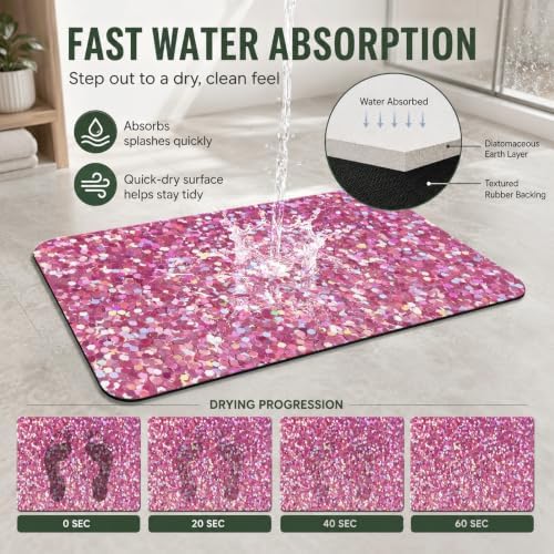 Natural Diatomaceous Earth Bath Mat, Ultra Thin Quick Dry Floor Rug - Image 4