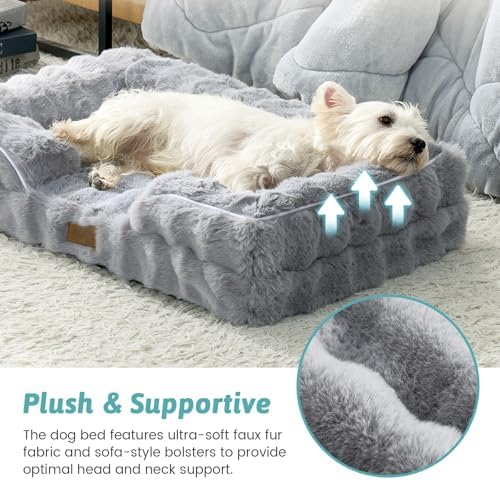 COZY KISS Faux Fur Orthopedic Extra Large Dog Bed, XXL 48x35 inch - Image 4