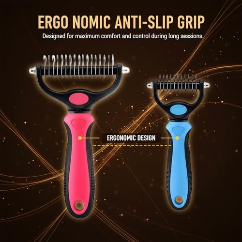 Dematting Comb for Dogs and Cats, Undercoat Rake Pet Brush for Long Hair - Image 3