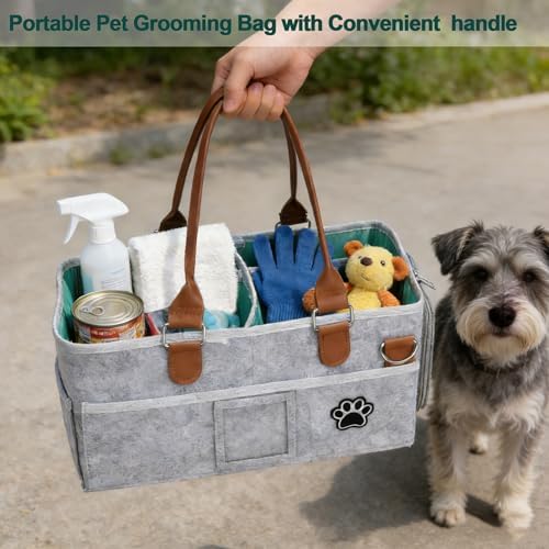 Felt Dog Grooming Bag, Pet Portable Tote Bag - Image 5