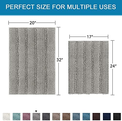 Non Slip Thick Shaggy Chenille Bathroom Rug Mat Set Extra Soft and Absorbent - Image 2