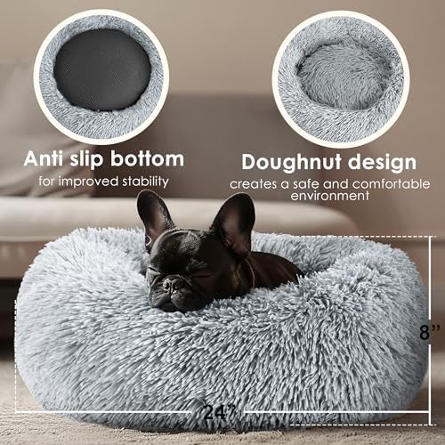 Dogs Bed for Small Dogs, Anti-Anxiety Washable Round Bed - Image 3