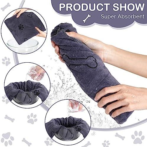Chumia 8 Pcs Dog Towel for Drying, 55 x 28 Inch, Dog Paw and Bone - Image 4