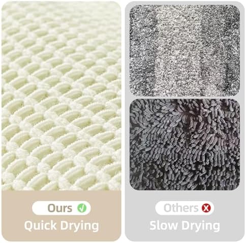 TYUU Cream White Waffle Bath Mat, Boho Bathroom Rugs Non Slip - Image 6
