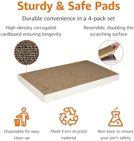 Amazon Basics Corrugated Cardboard Cat Scratcher, Scratching Board, Reversible - Image 2