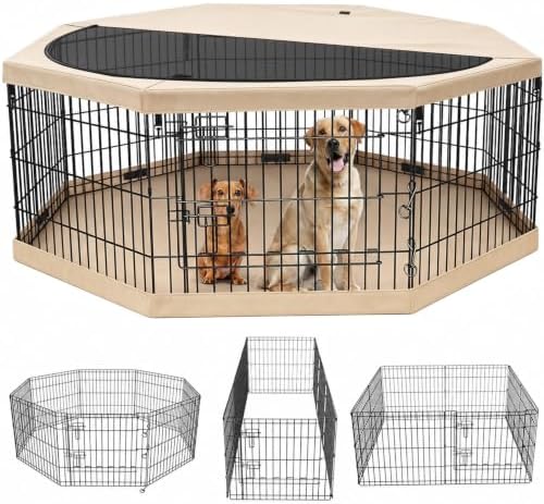 PETIME Foldable Metal Dog Exercise Pen/Pet Puppy Playpen Kennels Yard Fence by PETIME