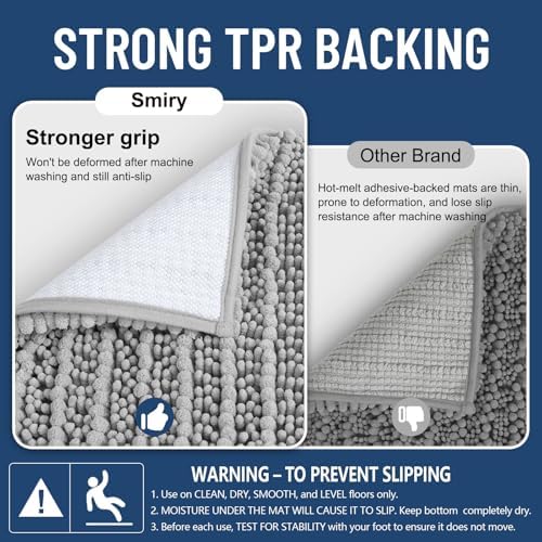 Smiry Bathroom Rugs 70X24, Extra Soft Rubber Backing Chenille Bath Mats - Image 3