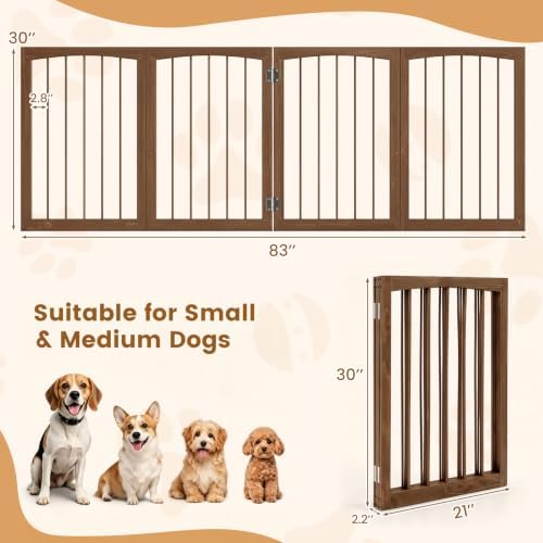 Giantex 4-Panel Freestanding Foldable Dog Gate - Image 6