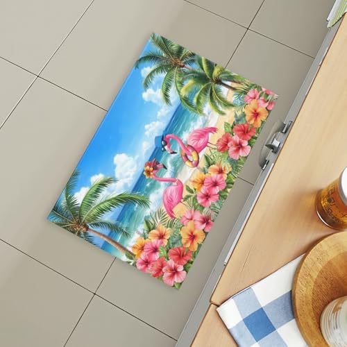 Giwawa Summer Flamingos Bath Rug Tropical Beach Extra Soft Shower Mat 16x24 - Image 6