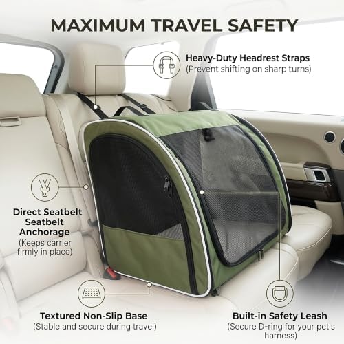Dog Car Seat for Backseat, Enclosed Travel Carrier for Medium Dogs - Image 2