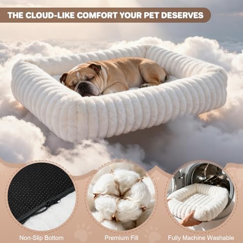 Dog Bed for Small Medium Size Dog, Washable Fluffy Rabbit Fur Pet Bed for Puppy - Image 3
