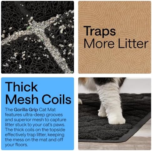 GORILLA GRIP Cat Litter Box Mat, Coiled Mesh Trapping Mats, 24x17 Black - Image 3