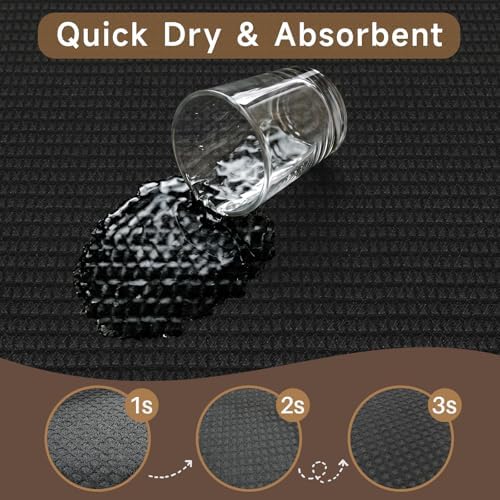 3x6 Bathroom Runner Rug: Super Absorbent Soft Waffle Bath Mat Black - Image 5