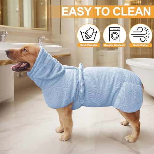 Medium to Large Size Dog Bathrobe, Microfiber Quick Drying Super Absorbent - Image 3