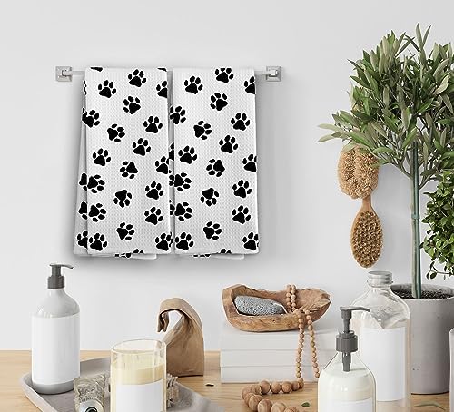 Dog Paws Towel, Dogs Paw Kitchen Towels and Dishcloths Set of 2, Cute Dogs - Image 4