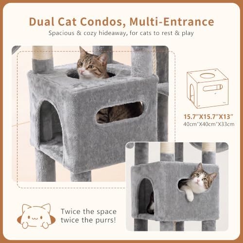 Heybly Cat Tree, 74.8-Inch Spacious & Tall Cat Tower - Image 3