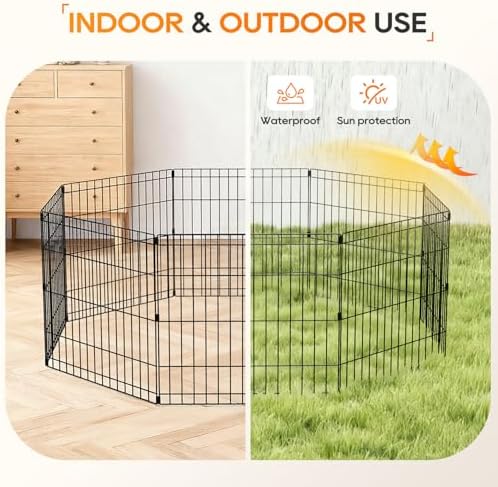 NChanmar Pet Dog Palypen Metal Dog Fence 24 Inch Height 8 Panels - Image 3