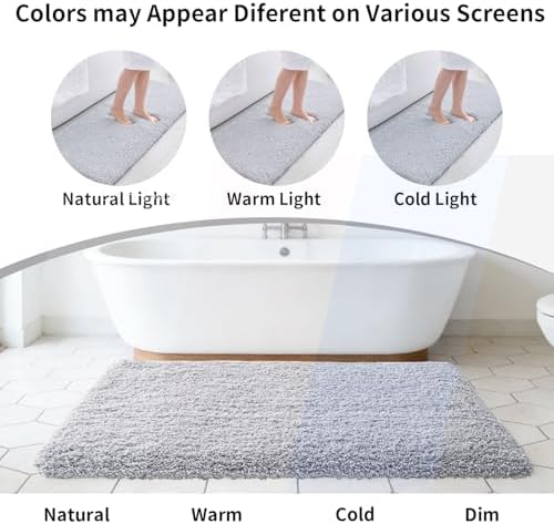 Disolla Silver Grey Bathroom Runner Rug 24x59, Soft Plush Large Bath Mat - Image 7