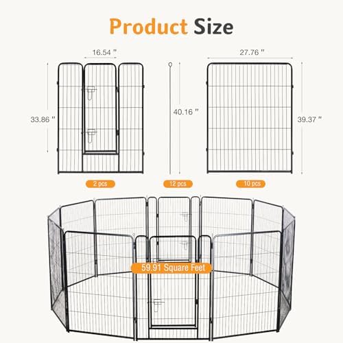 NEWBULIG Dog Playpen 12 Panels 40 Inch Indoor Outdoor Metal Dog Fence Pen - Image 5