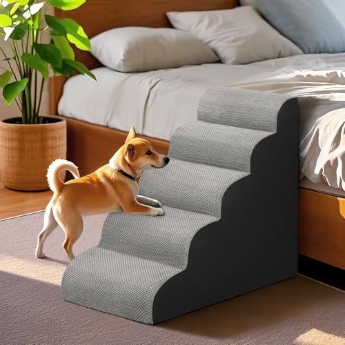 MEJYJEM Dog Stairs for high Beds 28.7” H, 5 Step Pet Ramp for Large Dogs - Image 7