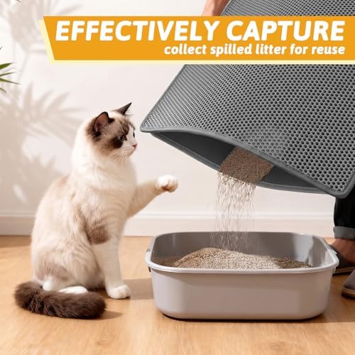 Pieviev Cat Litter Mat, Double-Layer Waterproof Litter Trap - Image 3