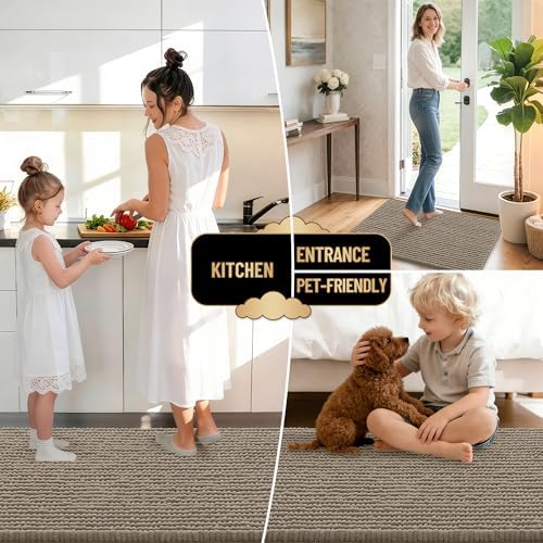 OLANLY Thick Chenille Bathroom Runner Rugs Mats 44x24, Warm Taupe - Image 6