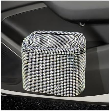 Bling Car Trash Can with Lid, Sparkly Mini Crystal Litter Container Auto by Unknown