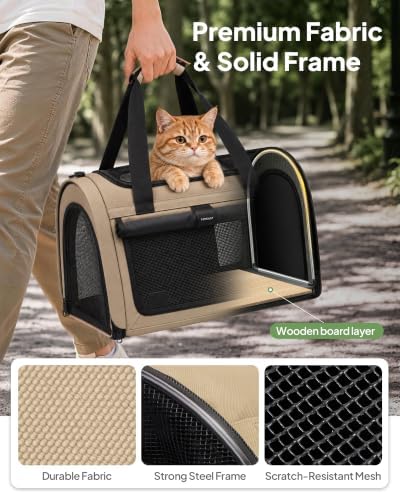 Backpackable Cat Carrier 17"x11"x11", Soft-Sided Collapsible Pet Carrier - Image 5