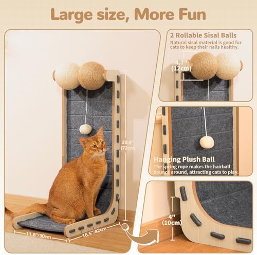 Felt Cat Scratcher for Indoor Cats, 28.4 Inch - Image 3