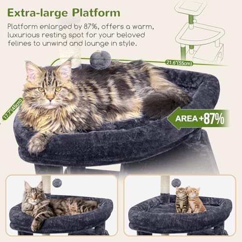 Globlazer Giant Cat Tree for Indoor Large Cats, Dark Grey - Image 2