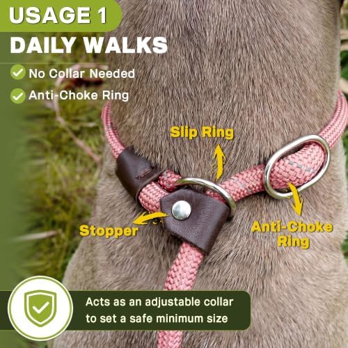 Fida Durable Slip Lead Dog Leash, 6 FT x 3/8" Heavy Duty Loop Leash - Image 4