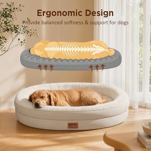 Waterproof Orthopedic Dog Bed for Medium Dogs, Light Beige - Image 6