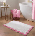 Cute Pink Scalloped Bathroom Mat, Fun Plush Luxury Microfiber Bath Rug by Casasphere
