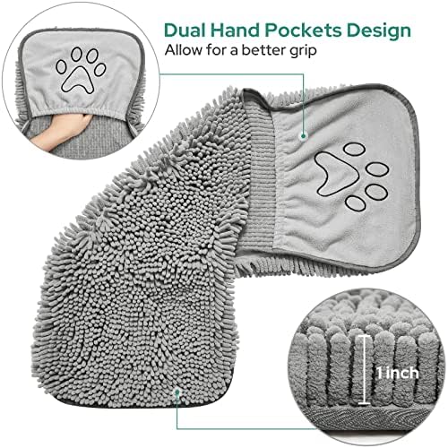HOMEIDEAS 2 Pack Dog Towels Set, Chenille and Microfiber, Super Absorbent Soft - Image 5