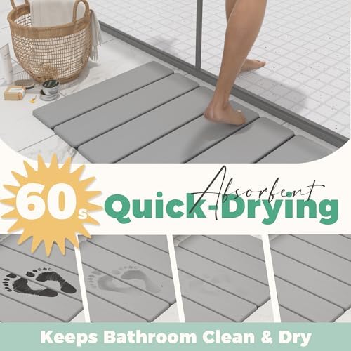 SYIPO Non-Slip Foldable Stone Bath Mat-Diatomite, 23.6 x 15.3”, Light Gray - Image 5