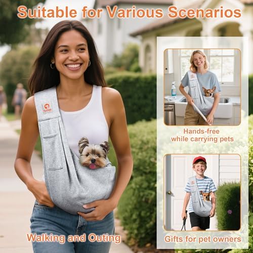 Tomkas Small Dog Cat Sling Carrier Puppy Purse Travel Wrap Soft Crossbody Pet - Image 2