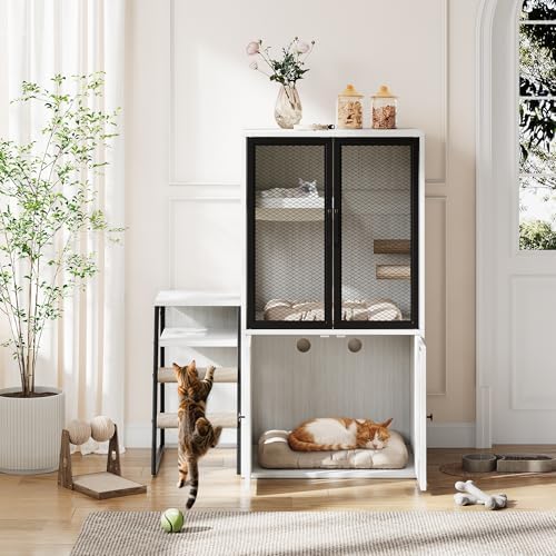 TrailBlaze Modern Double Cat Litter Box Enclosure Furniture – Hidden Storage by Unknown
