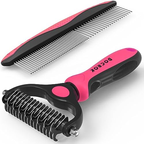 Docrok Pet Grooming Brush and Metal Comb Combo by DOCROK