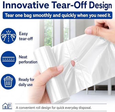 Teivio Small Clear Trash Bags 1.3 Gallon 190 Count Unscented Garbage Bags - Image 3