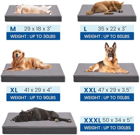 Orthopedic Memory Foam Dog Bed for Large Dogs, Cooling Gel Dog Crate Mat - Image 7