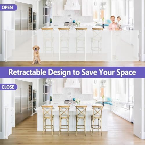Reinforced 42" Tall Baby Gate 120" Wide Retractable Dog Gate Indoor/Outdoor - Image 5