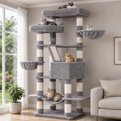 Heybly Cat Tree, 68 inch Multi-Level Cat Tower by HEYBLY