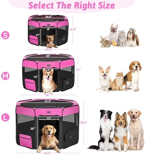PETSFIT Portable Dog Playpen 29", Removable Waterproof Mat, Zippered Roof - Image 6