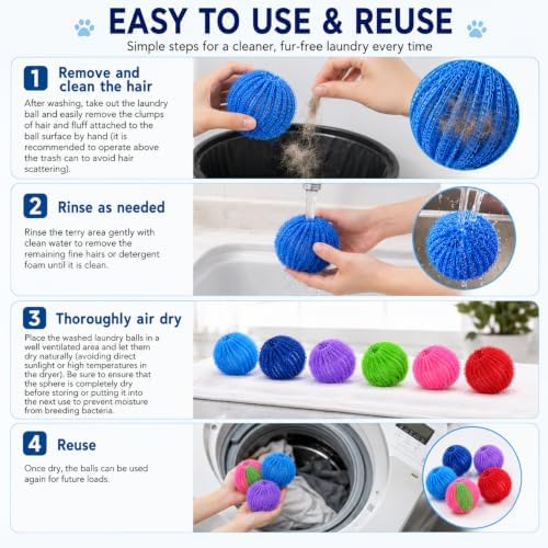 Pet Hair Remover for Laundry, Reusable Pet Hair Remover for Washing 12 Pack - Image 5