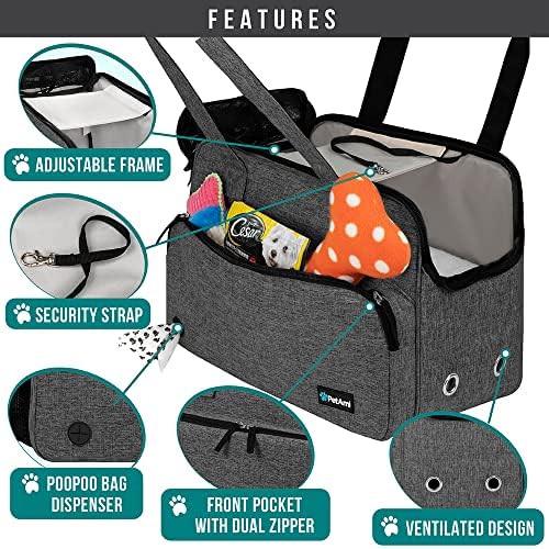 PetAmi Small Dog Purse Carrier, Airline Approved Soft Sided Tote, Dark Gray - Image 3