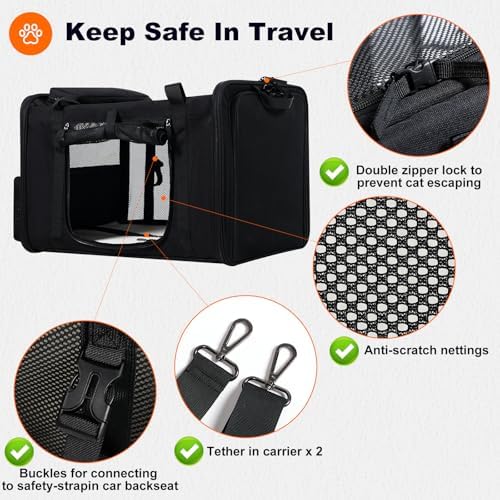 pidipiti 25x17x17 Extra Large Expandable car cat Carrier - Image 6